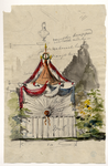 39599 Afbeelding van een ontwerp voor een feestversiering (baldakijn?), op te richten voor het bezoek van koning Willem ...